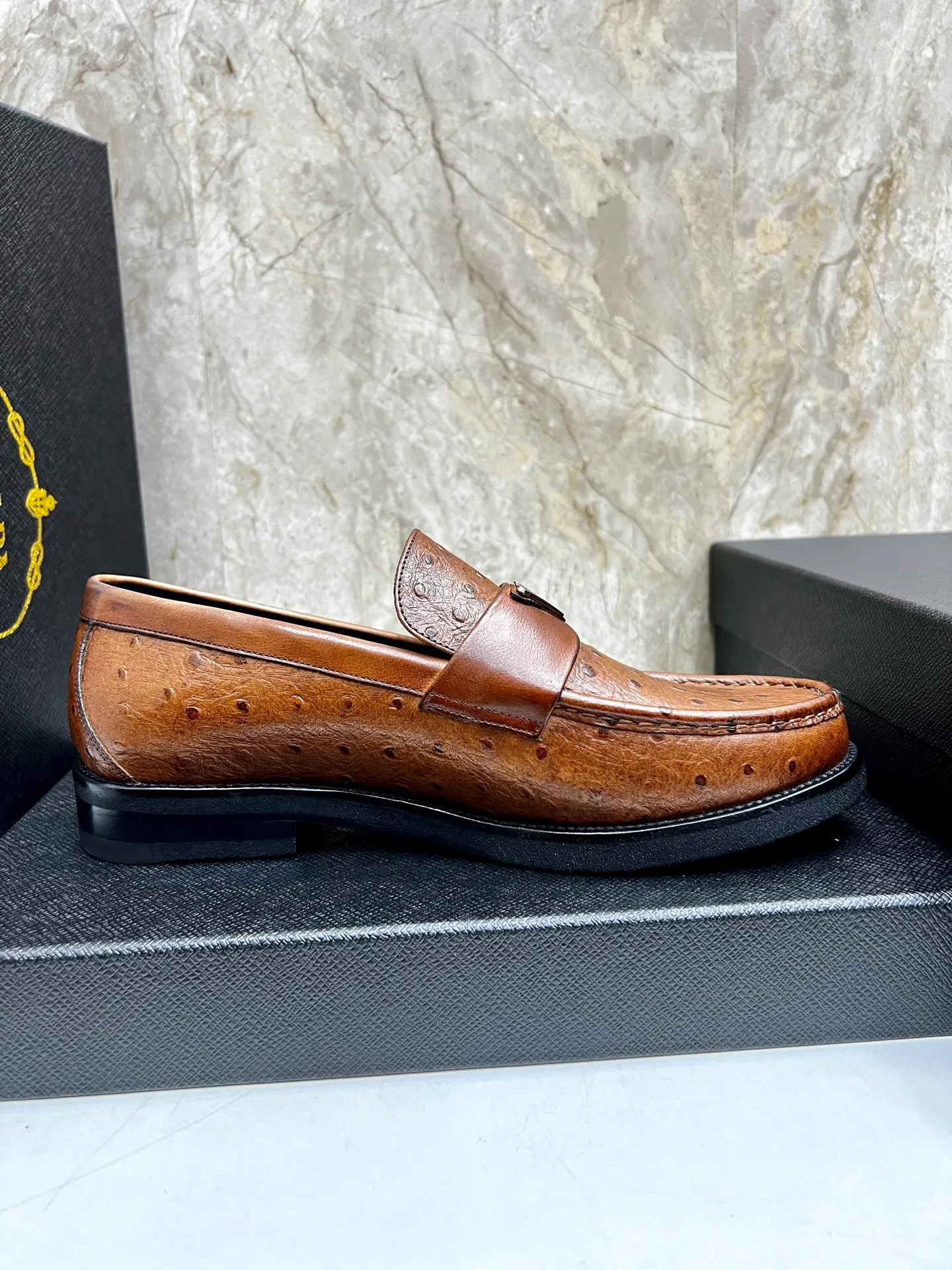 PRADA~ Size: 38-44 (customized 45/46 P: 💰880 P's original official website new high-end men's leather shoes, top-quality original replicas, made of imported open edge beads/calf leather, calf leather breathable lining, original leather outsole!